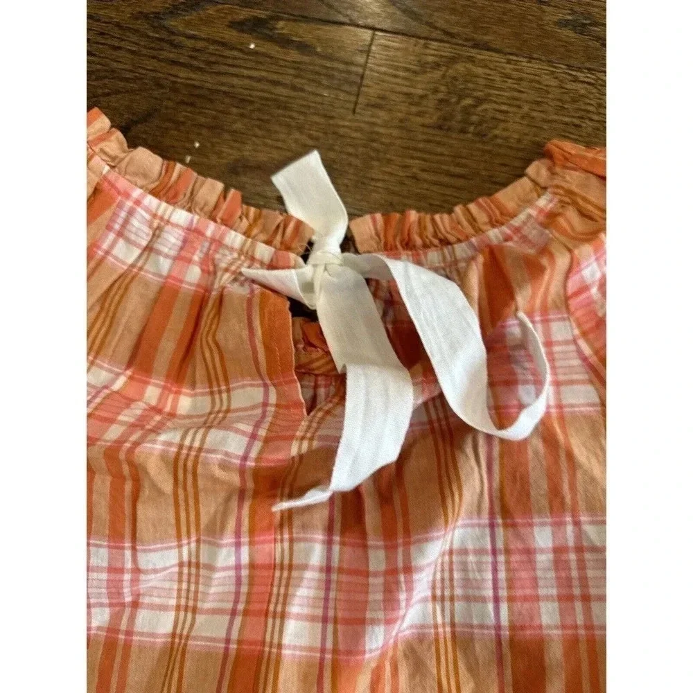 NWT J. Crew Smocked-neck Women's top in Spring plaid Color Size XS 2771